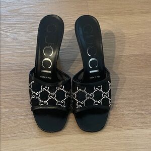Gucci Black and Silver Women's Mules
